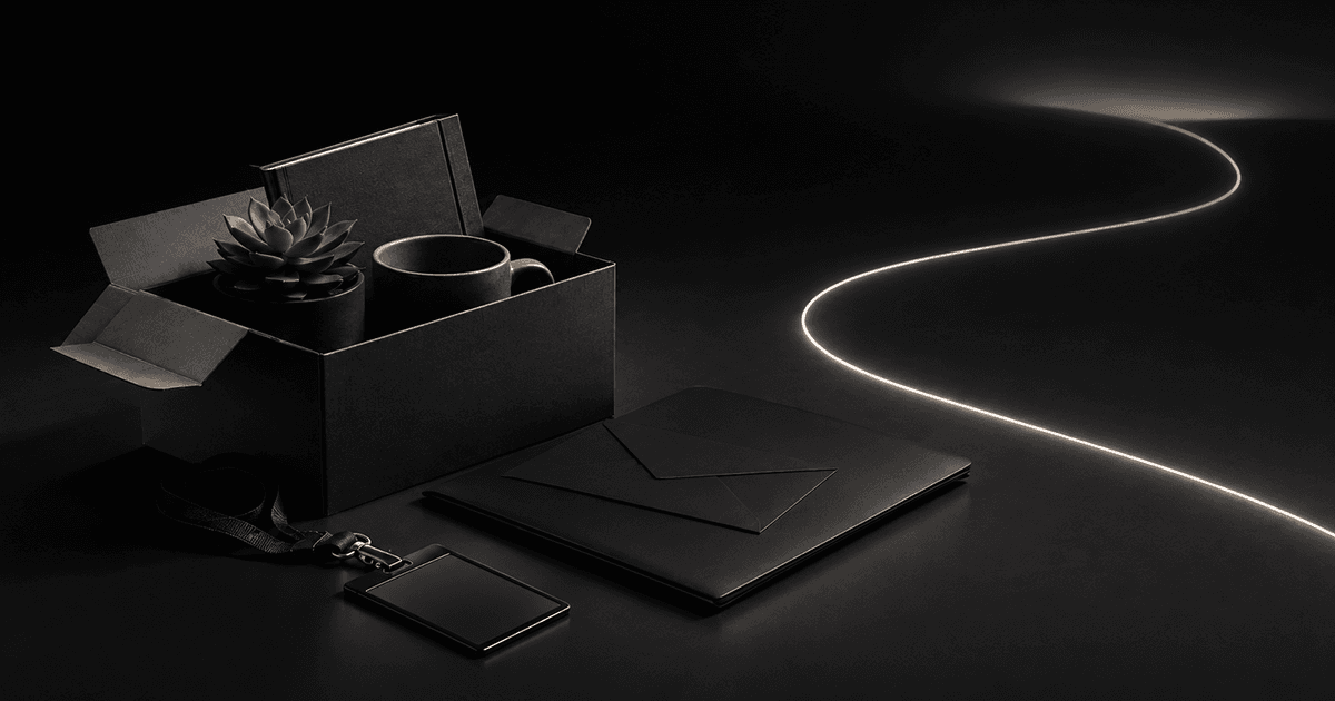 A black box packed with a desk plant, a coffee mug, and an ID badge. The cover image for the Orbyt Severance and Layoff Guide.